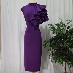 Purple Asymmetrical Ruffled Sheath Dress Size XXL